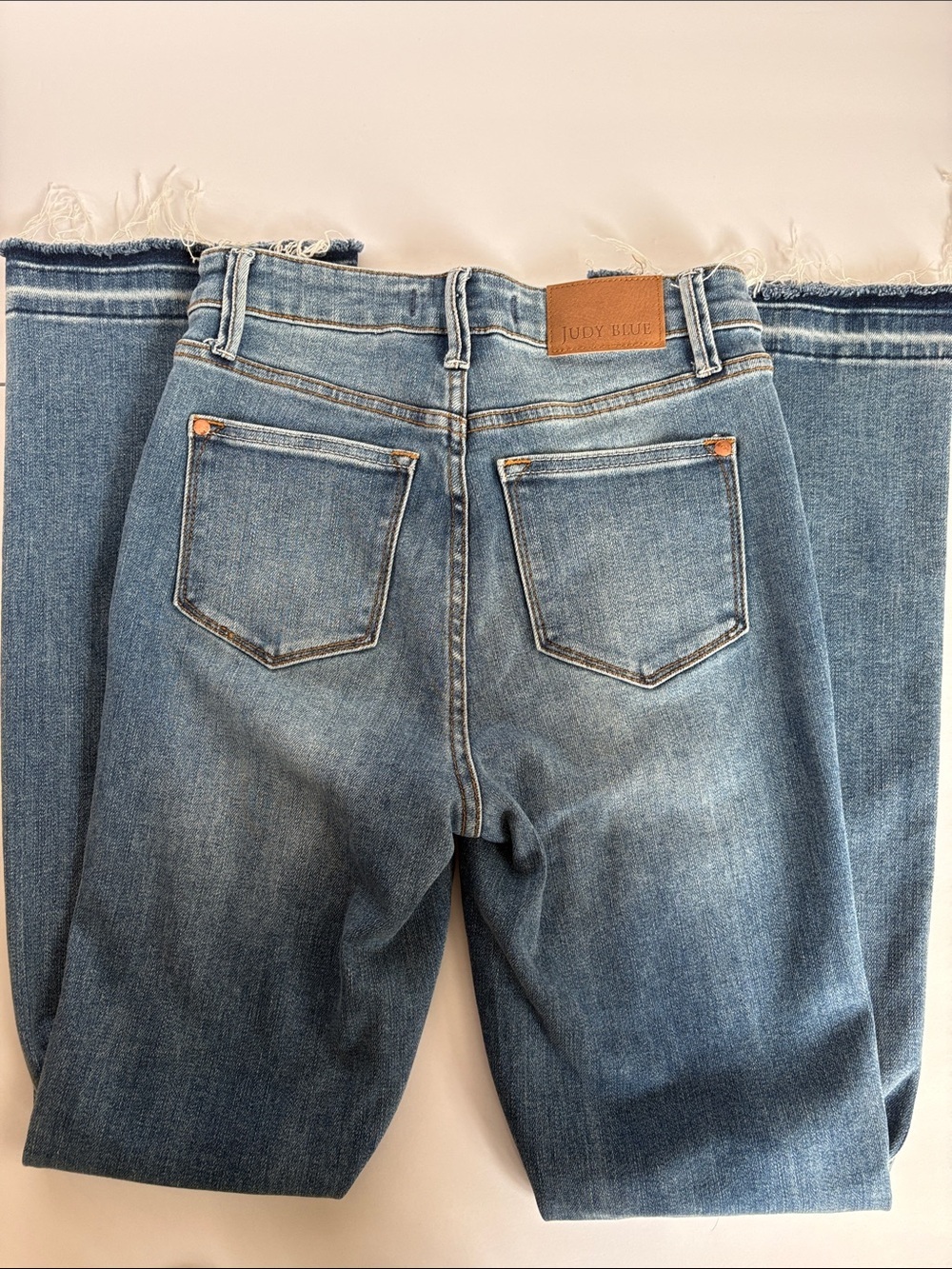 Judy Blue High Waist Slim Boot Cut unfinished hem 5 pocket zip close blue jean - Picture 9 of 16